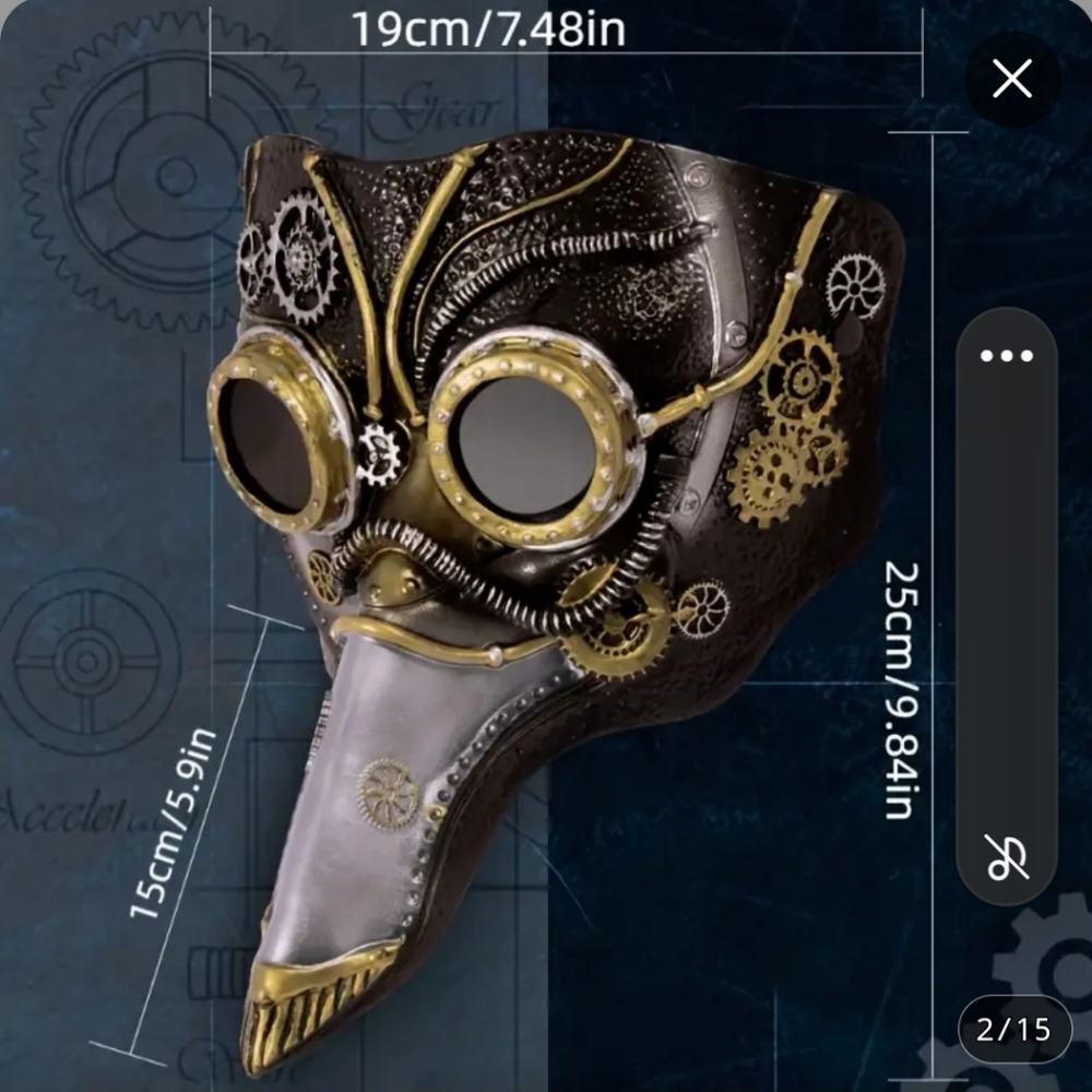 Steampunk Bird Beak Plague Mask - Picture 3 of 4